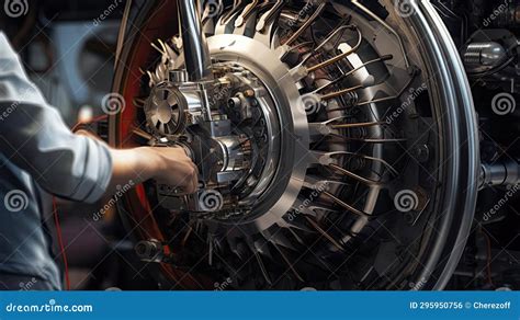 A Design Engineer Creates an Engine for an Airplane Stock Photo - Image ...