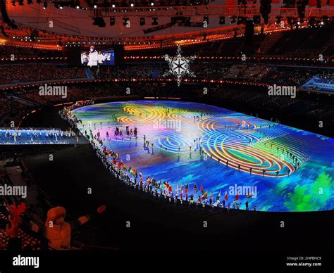 BEIJING, CHINA - FEBRUARY 20, 2022 - Citizens enter National Stadium to ...