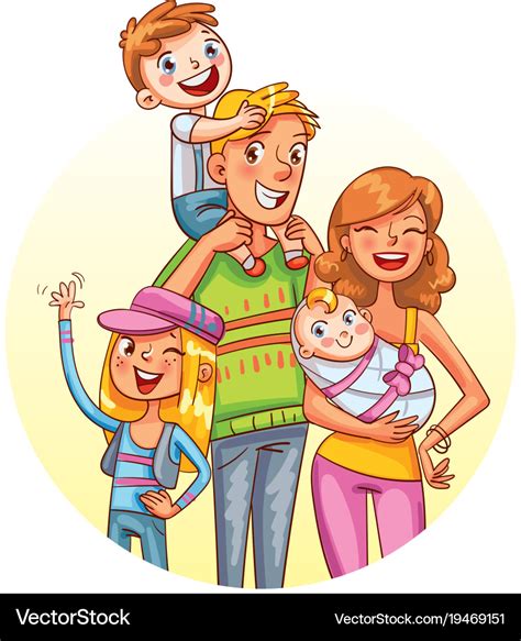 Family portrait funny cartoon character Royalty Free Vector