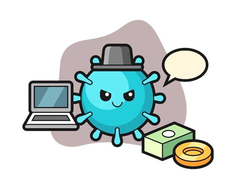 Premium Vector | Virus cartoon as a hacker