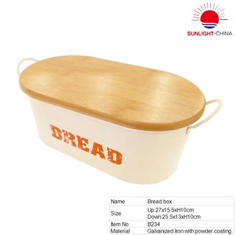 Metal Bread Bin/ Bread Box/food Storage With Wooden Lid - Buy Wooden ...