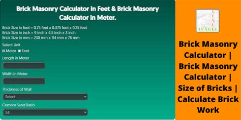 Brick Masonry Calculator | Brick Masonry Calculator | Size of Bricks | Calculate Brick Work