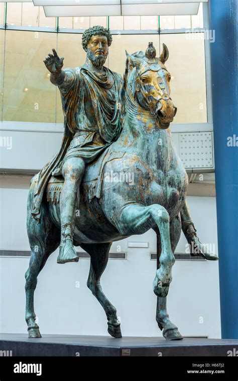 The original equestrian statue of Marcus Aurelius at Capitoline Museums, Rome, Lazio, Italy ...