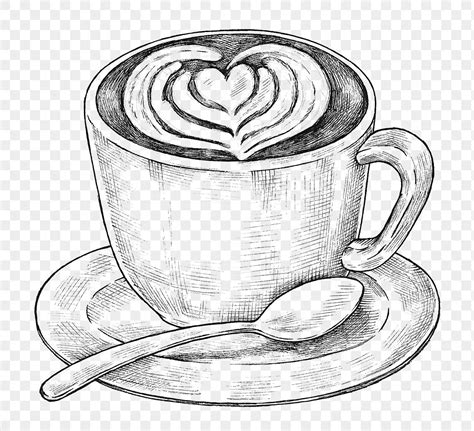 Hand drawn latte art drink | Free PNG Sticker - rawpixel