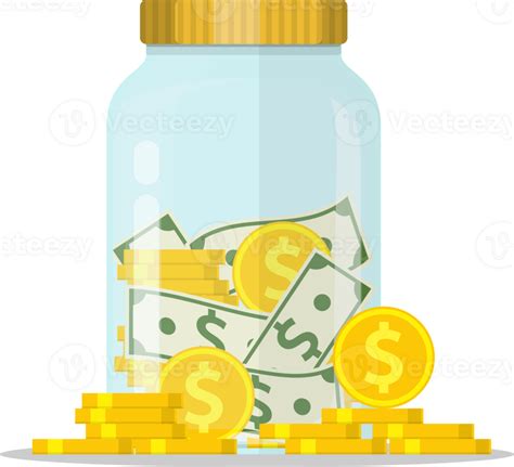 Money Jar. Saving dollar coin in jar. 38945594 PNG