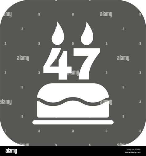 The birthday cake with candles in the form of number 47 icon. Birthday ...