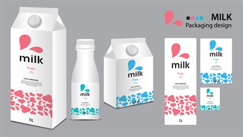 Milk package design, milk label design, Milk boxes set and bottle ...