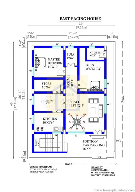 30x40 East Facing Home Plan With Vastu Shastra - House Designs and ...