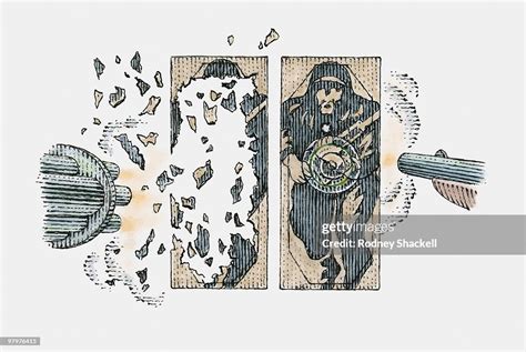 Illustration Of Modern M61 Vulcan Cannon And Rifle Firing At Fixed ...