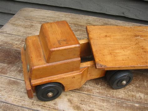 Vintage Two Piece Wooden Flat Bed Toy Truck