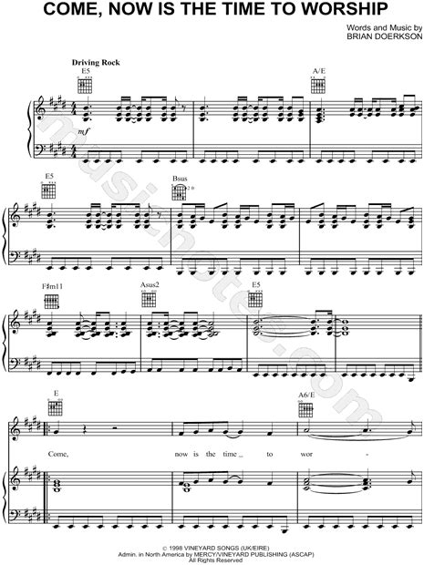 Brian Doerksen "Come, Now Is the Time to Worship" Sheet Music in E Major (transposable ...