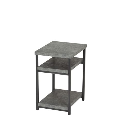 Household Essentials Side Table | End Table with Shelf for Storage | Faux Slate Concrete 17.9D x ...