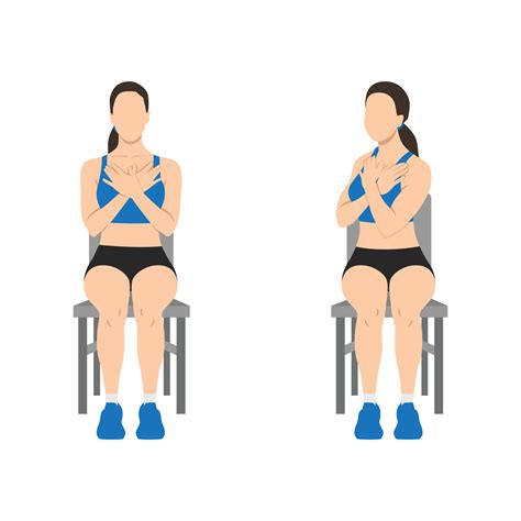 Woman doing seated gluteal and lumbar rotation or chair twist exercise. 24792926 Vector Art at ...