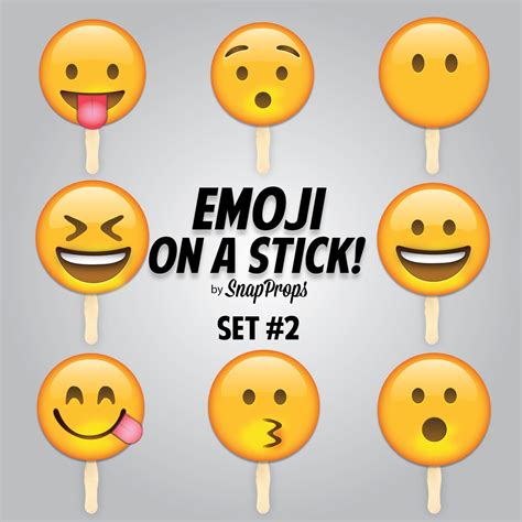 Emoji on a Stick Set 2 Smiley Emoji Party Photobooth Prop - Etsy