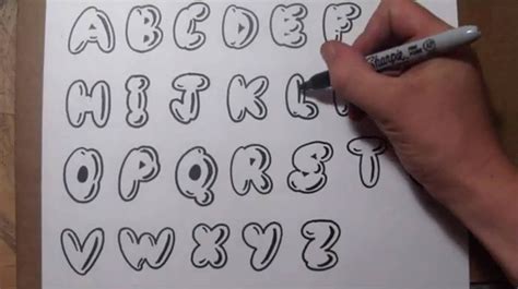 How To Draw Bubble Letters - Easy Graffiti Style Lettering | Bubble drawing, Easy graffiti ...