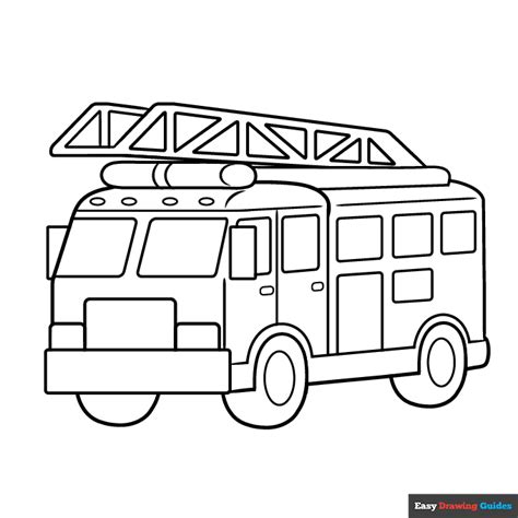 Fire Truck Coloring Page | Easy Drawing Guides