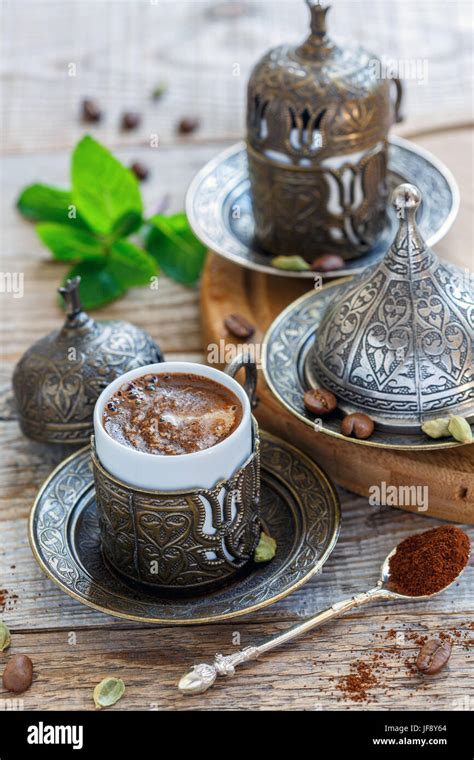 Turkish coffee with cardamom Stock Photo - Alamy