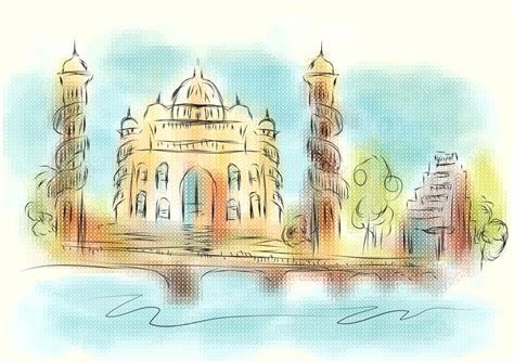 Ahmedabad City Abstract Illustration India Background, Illustration ...