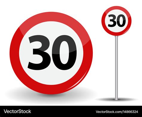 Round red road sign speed limit 30 kilometers per Vector Image