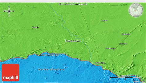 Political 3D Map of Beitbridge