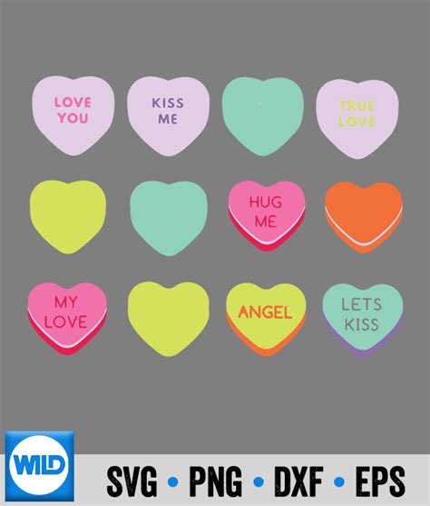 Valentine SVG, Colorful Candy Heart Shape Valentines Day SVG - WildSvg