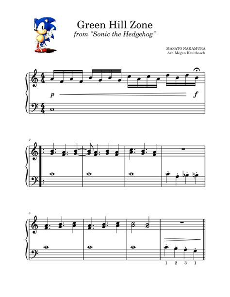 Green Hill Zone - Sonic the Hedgehog Sheet music for Piano (Solo ...