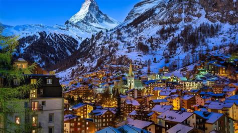 Winter at Zermatt Valley Switzerland Wallpaper Download 3840x2160