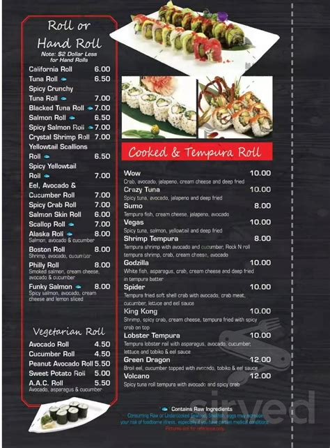 AYCE sushi & asian fusion menu in Las Vegas, Nevada, USA