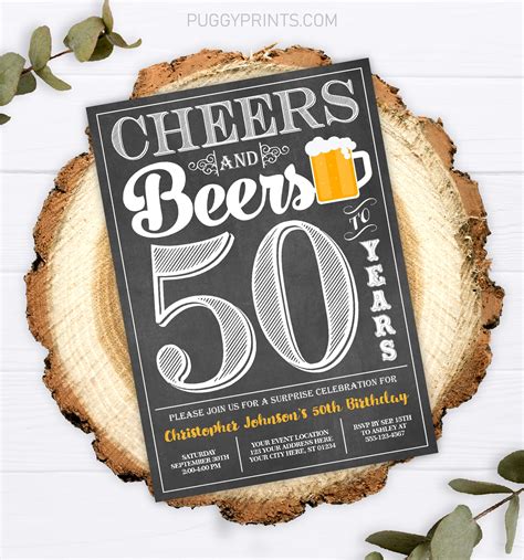 Cheers and Beers to 50 Years Invitation 50th Birthday | Etsy