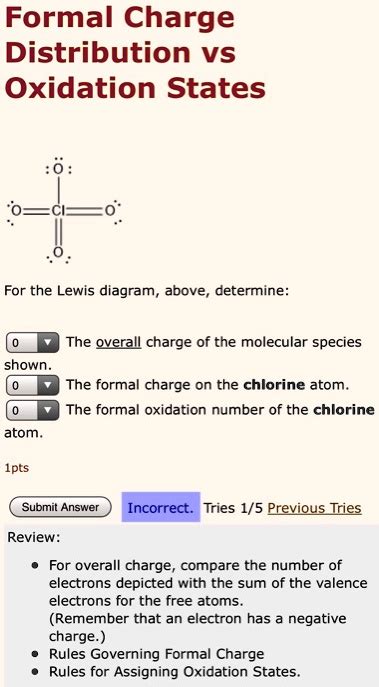 SOLVED: Formal Charge Distribution VS Oxidation States For the Lewis diagram, above, determine ...