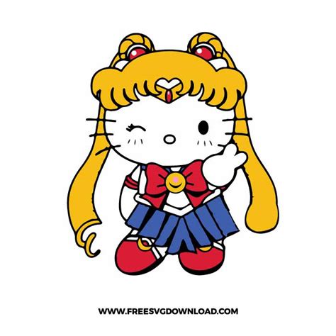 Hello Kitty Sailor Moon SVG & PNG free cut files | Free SVG Download