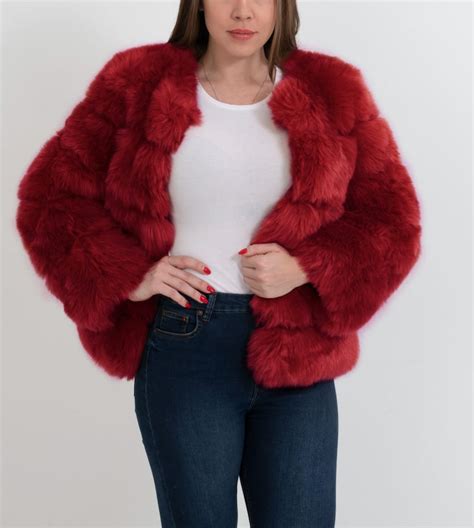 CHICAGO Red Faux Fur Coat Womens Fur Coat Red Fur Coat - Etsy