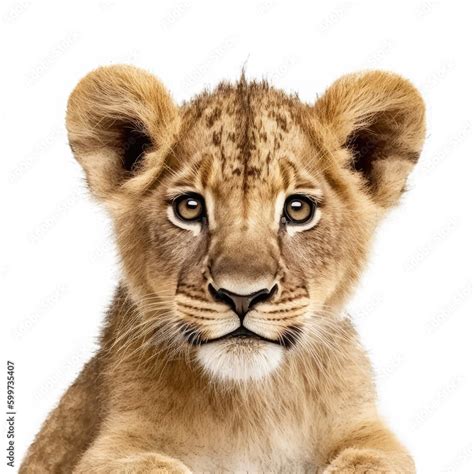 Lion Cub Face Shot Isolated on Transparent Background - Generative AI ...