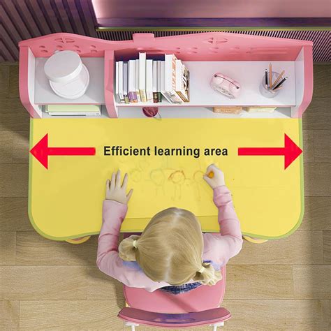 Kids Adjustable Study Desk & Chair Set, Pink Girl Desk, Child Toddler Homework Table, Princess ...