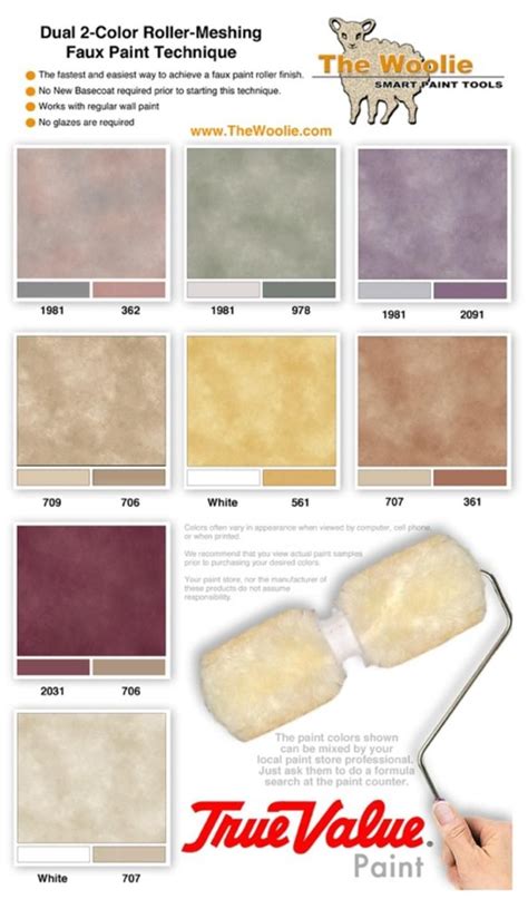 True Value Faux Finish Color Sample Combinations by The Woolie | Faux painting, Faux painting ...