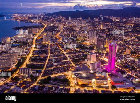 Aerial view of Georgetown at night, Penang, Malaysia Stock Photo - Alamy