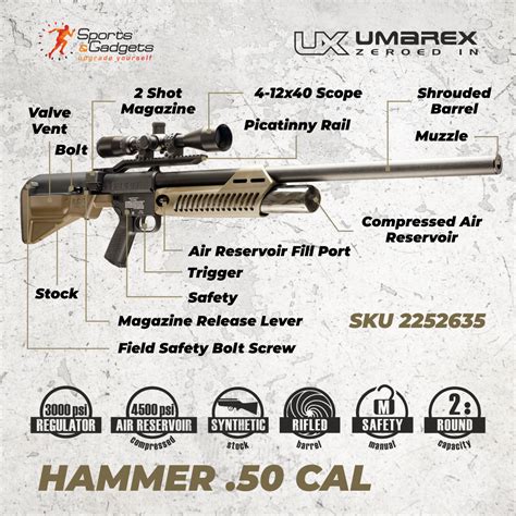 Umarex Hammer .50 Caliber PCP Pellet Hunting Gun Air Rifle with Bundle – Sports and Gadgets