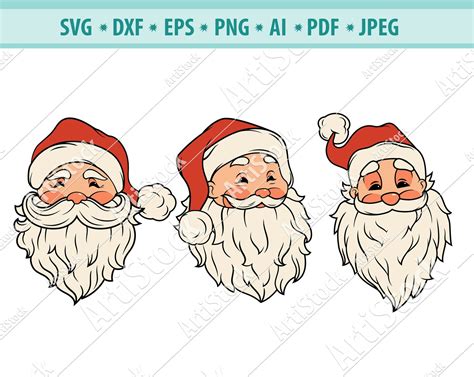 Santa Claus Svg Santa Claus Face Svg Christmas Santa Claus - Etsy