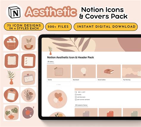 Aesthetic Notion Icons & Covers Pack: Minimalist Modern Aesthetic notion Aesthetic, Notion ...