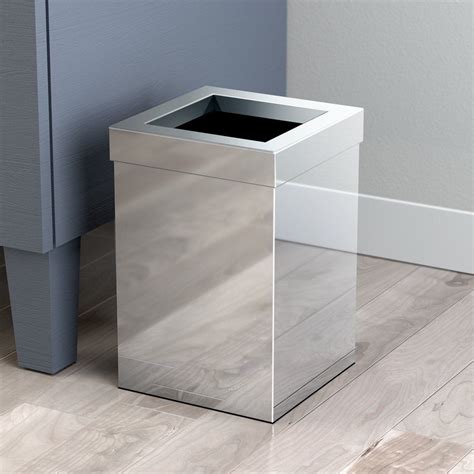 Gatco 1913, Modern Square Waste Basket, Chrome | Bathroom trash can ...