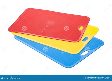 Set of Colored Plastic Boards for Cutting Isolated on White Background ...