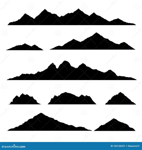 Mountain Silhouette. Isolated Set Elements Mountain Landscape. Vector ...