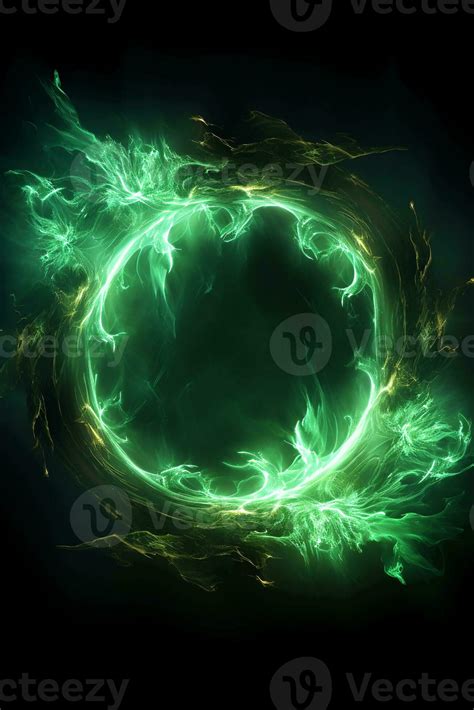 Circular green aura on dark isolated background. AI generative 26498204 Stock Photo at Vecteezy