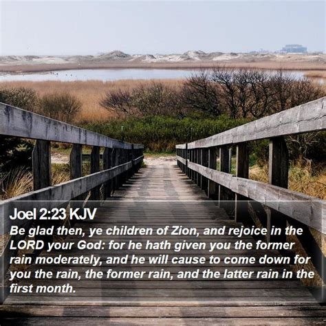 Joel 2:23 KJV - Be glad then, ye children of Zion, and rejoice in