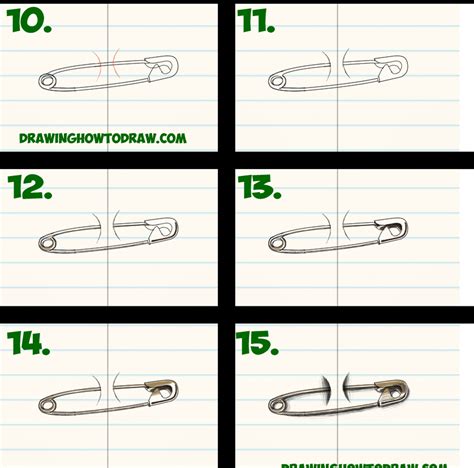 How to Draw Cool Stuff - Draw a Safety Pin Holding 2 Pieces of Paper Together - Easy Step by ...