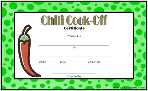 Chili Cook Off Certificate Templates [10+ NEW DESIGNS FREE DOWNLOAD ...