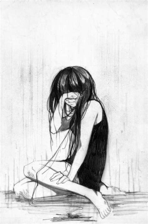 Sad Anime Girl Crying Drawing Image - Drawing Skill