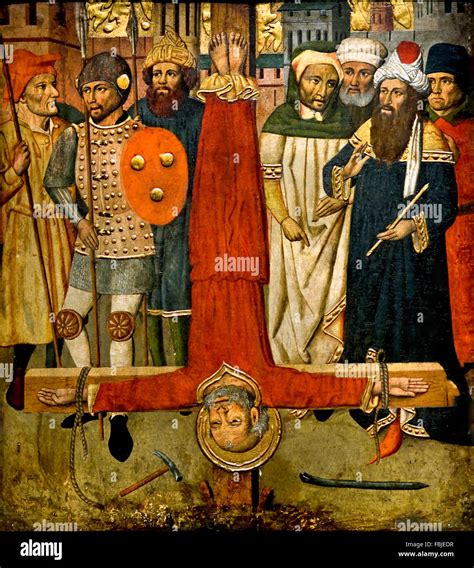 The Crucifixion of Saint St Peter by Jaume Huguet (1412 – 1492) Spain Spanish Medieval Gothic ...