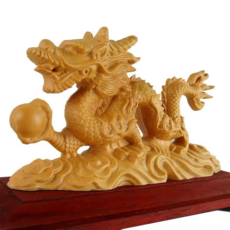 Chinese wooden sculpture zodiac dragon ornaments high end home Feng Shui ornaments car ...