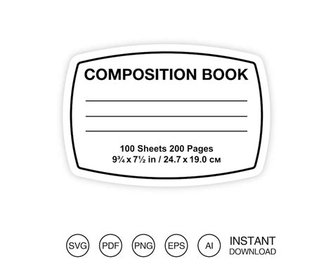 Composition Book SVG / Notebook Label Template - Etsy